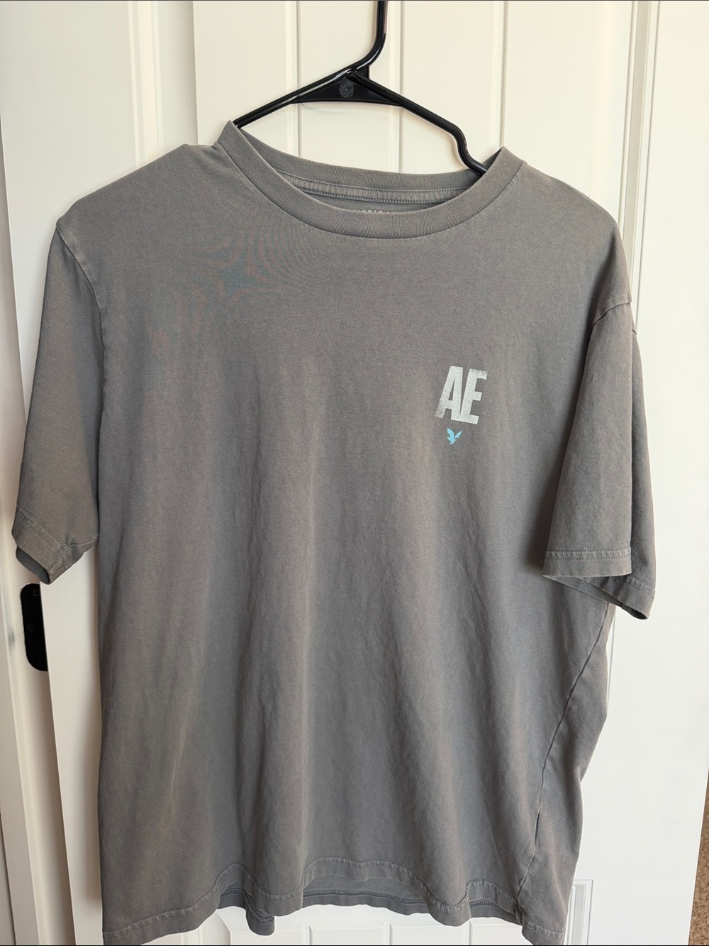 American Eagle Outfitters Gray Short-Sleeve AE Logo Tee